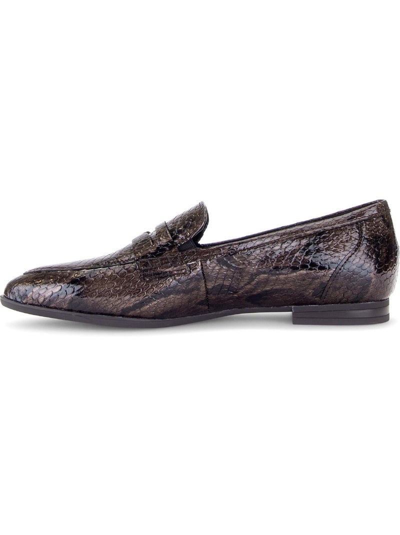 Mocassins  en cuir verni Marron - Kiabi
