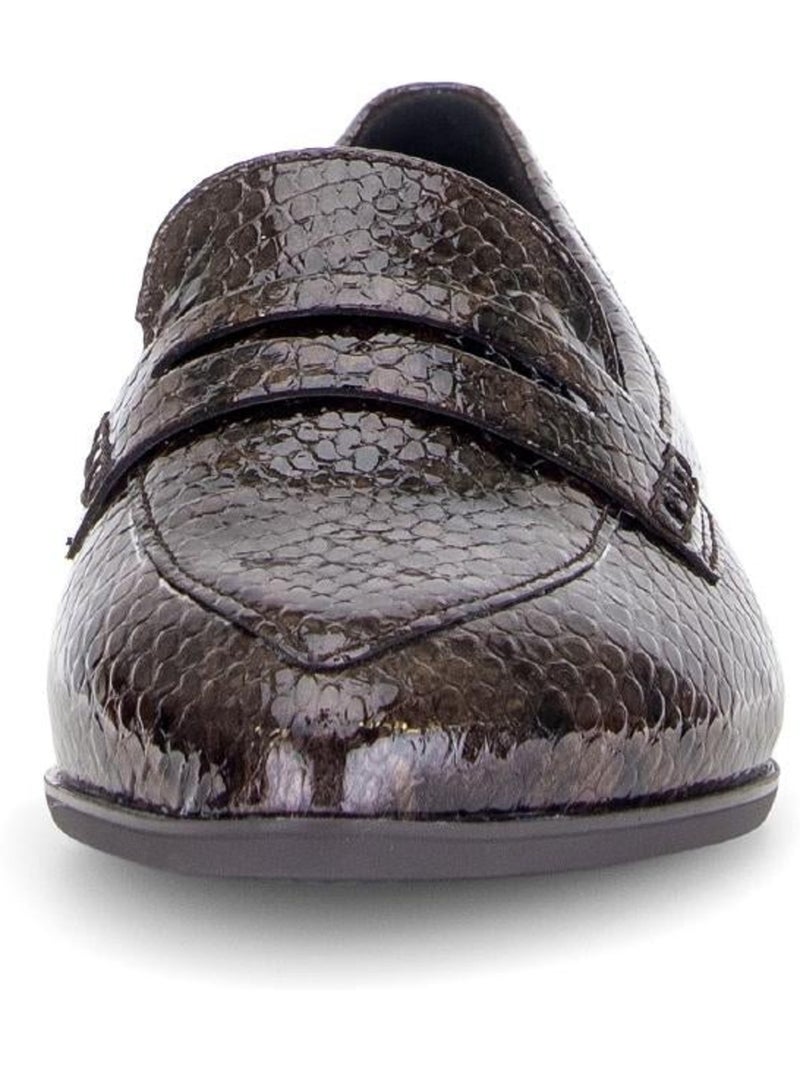 Mocassins  en cuir verni Marron - Kiabi