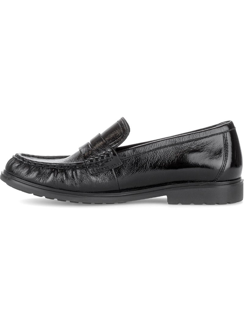 Mocassins  en cuir verni Noir Noir - Kiabi