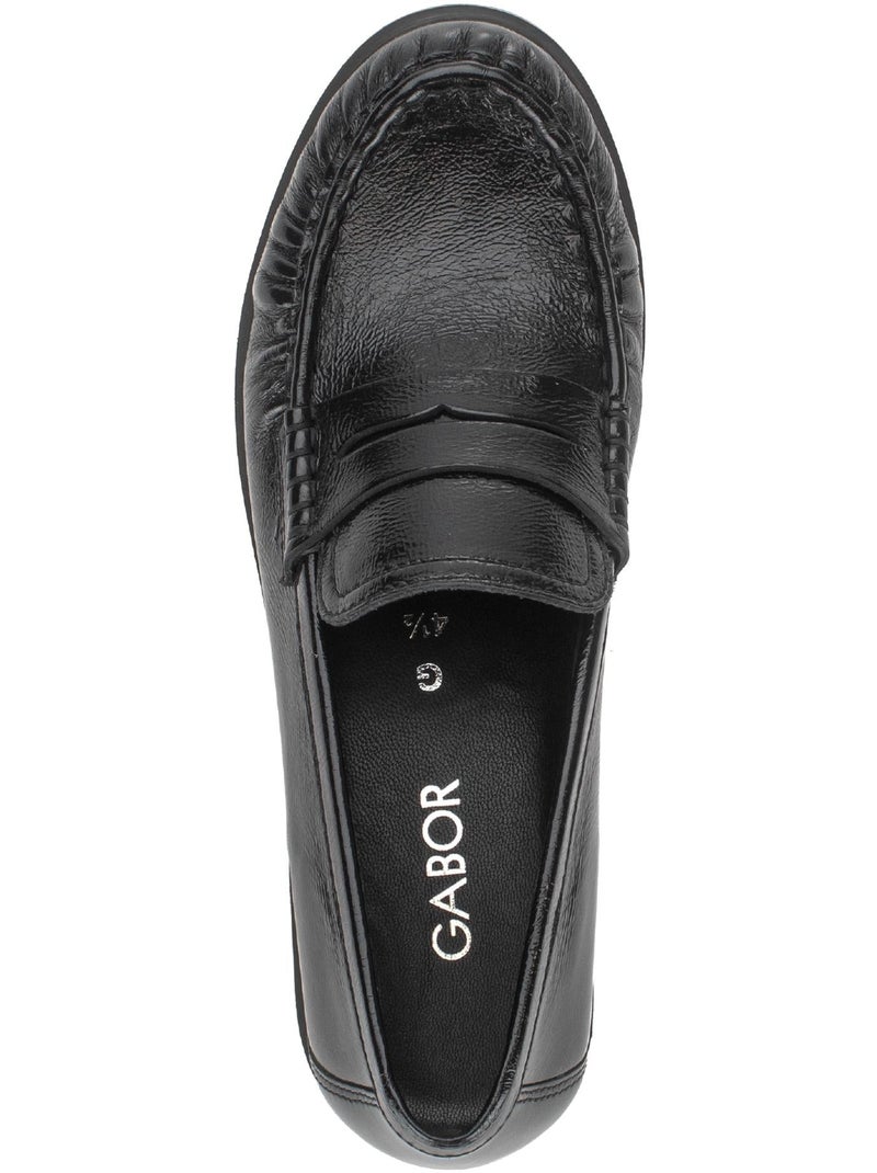 Mocassins  en cuir verni Noir Noir - Kiabi