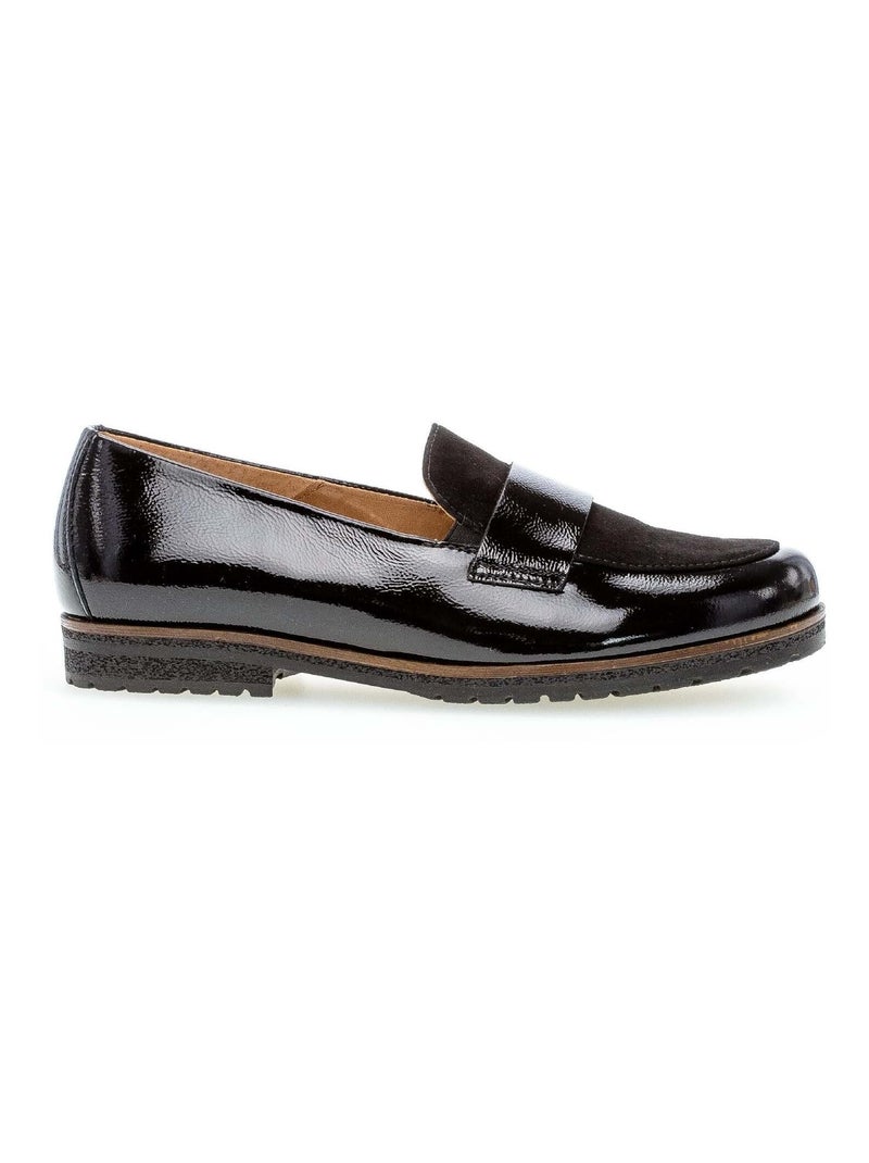Mocassins  en cuir vernis Noir - Kiabi