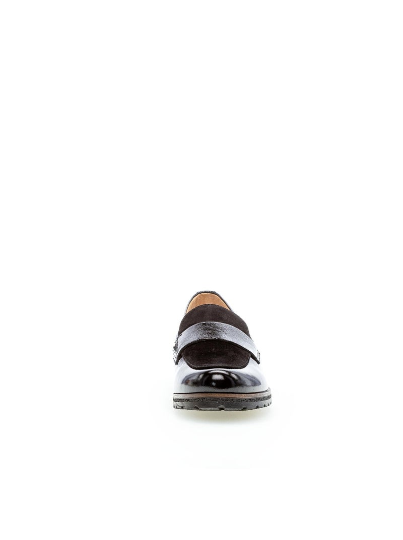 Mocassins  en cuir vernis Noir - Kiabi