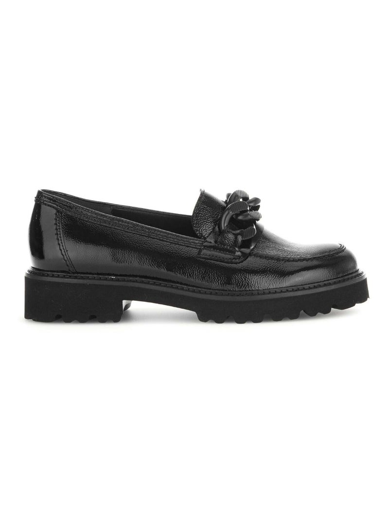 Mocassins  en cuir vernis Noir - Kiabi