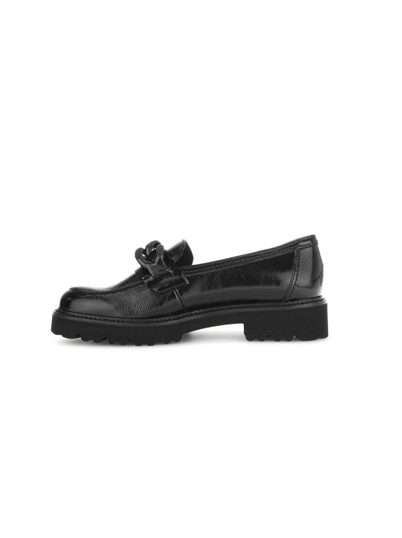 Mocassins  en cuir vernis Noir - Kiabi