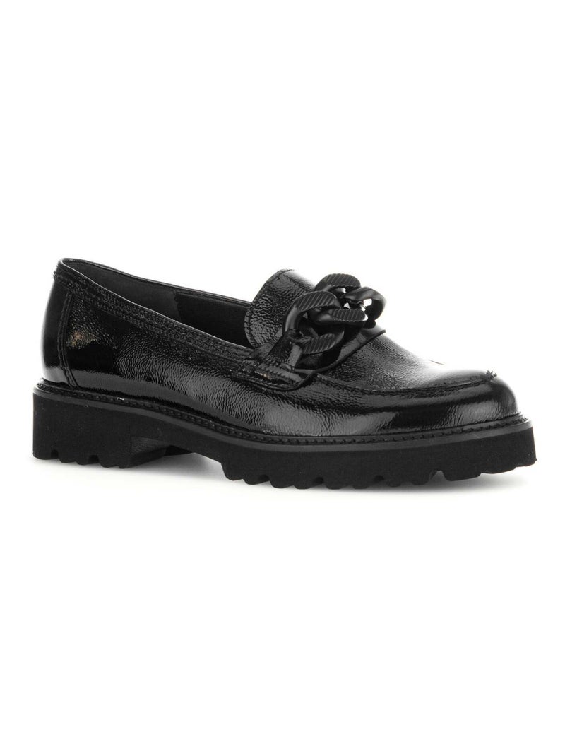 Mocassins  en cuir vernis Noir Noir - Kiabi
