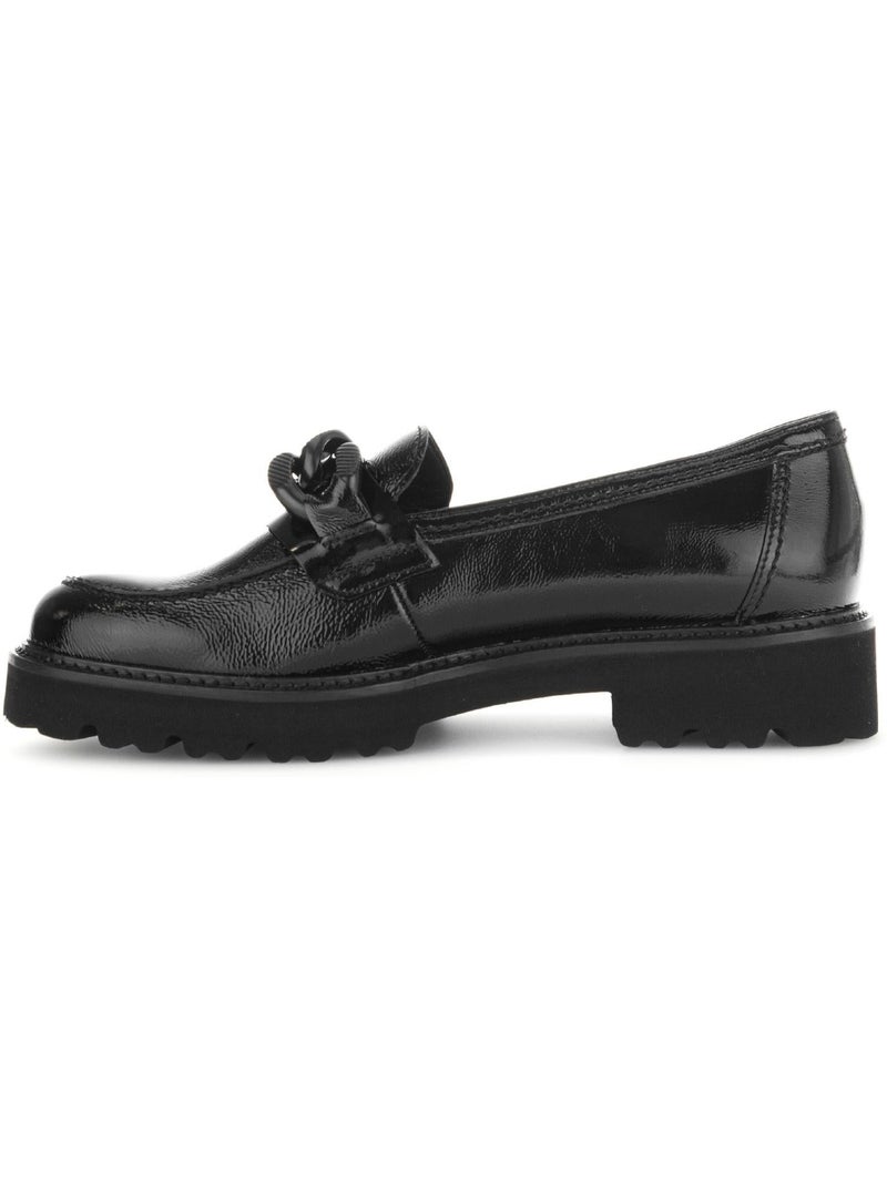 Mocassins  en cuir vernis Noir Noir - Kiabi