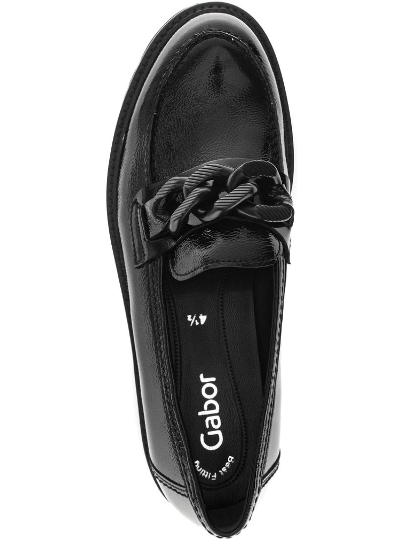 Mocassins  en cuir vernis Noir Noir - Kiabi