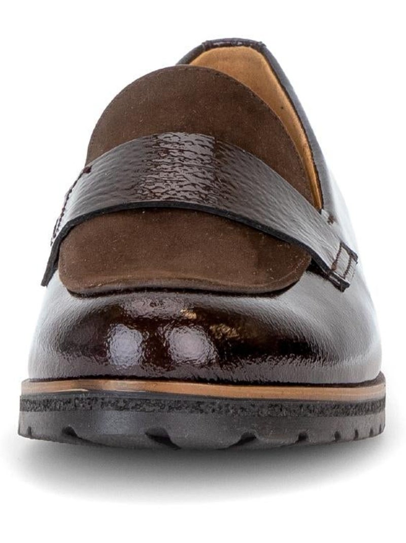 Mocassins  en cuirs combinés Marron - Kiabi