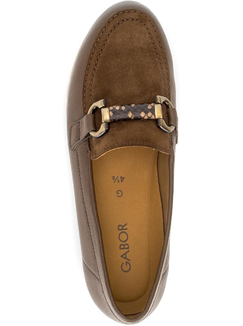 Mocassins  en cuirs combinés Marron - Kiabi