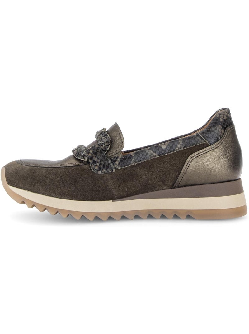 Mocassins  en cuirs combinés Vert - Kiabi