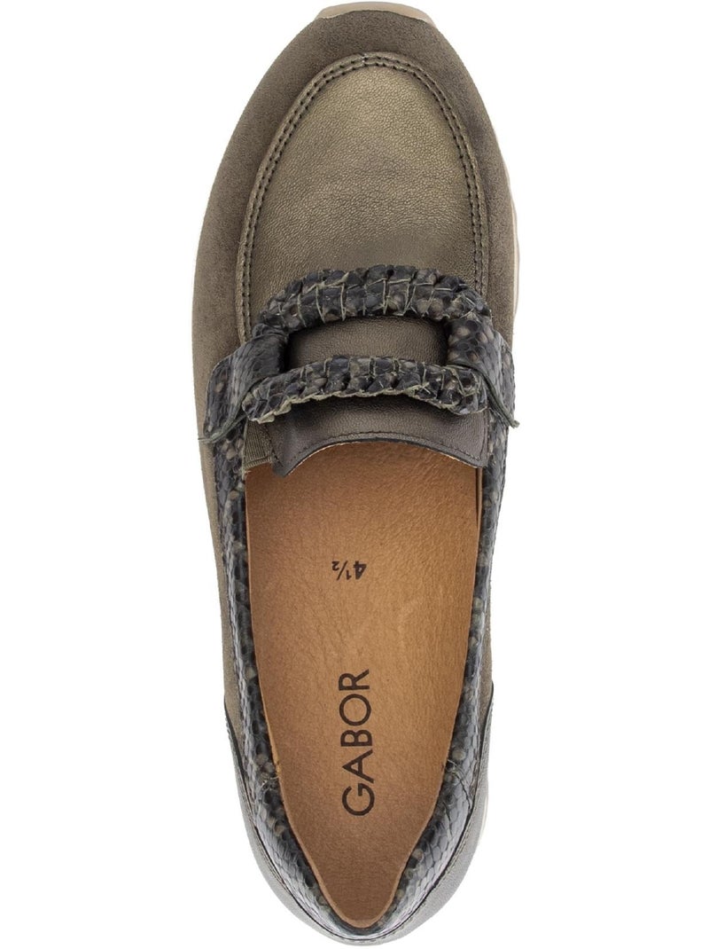 Mocassins  en cuirs combinés Vert - Kiabi