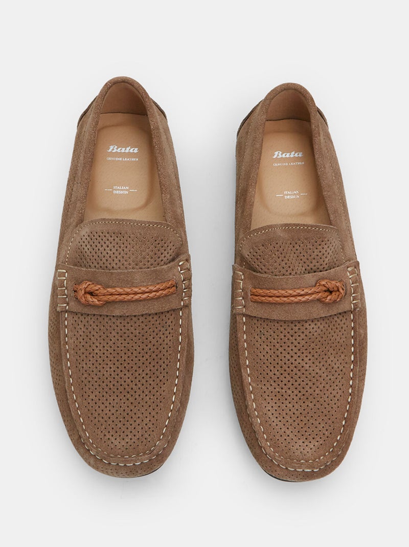 Mocassins en daim BATA Beige - Kiabi