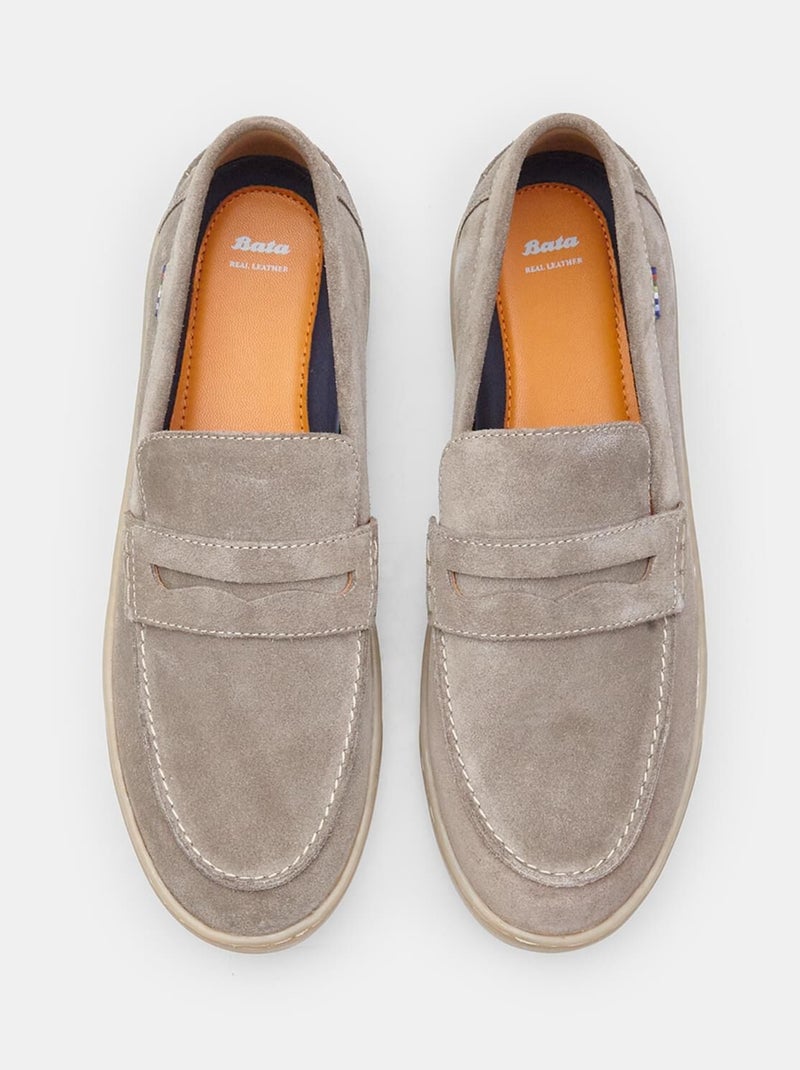 Mocassins en daim confortables  BATA Beige - Kiabi