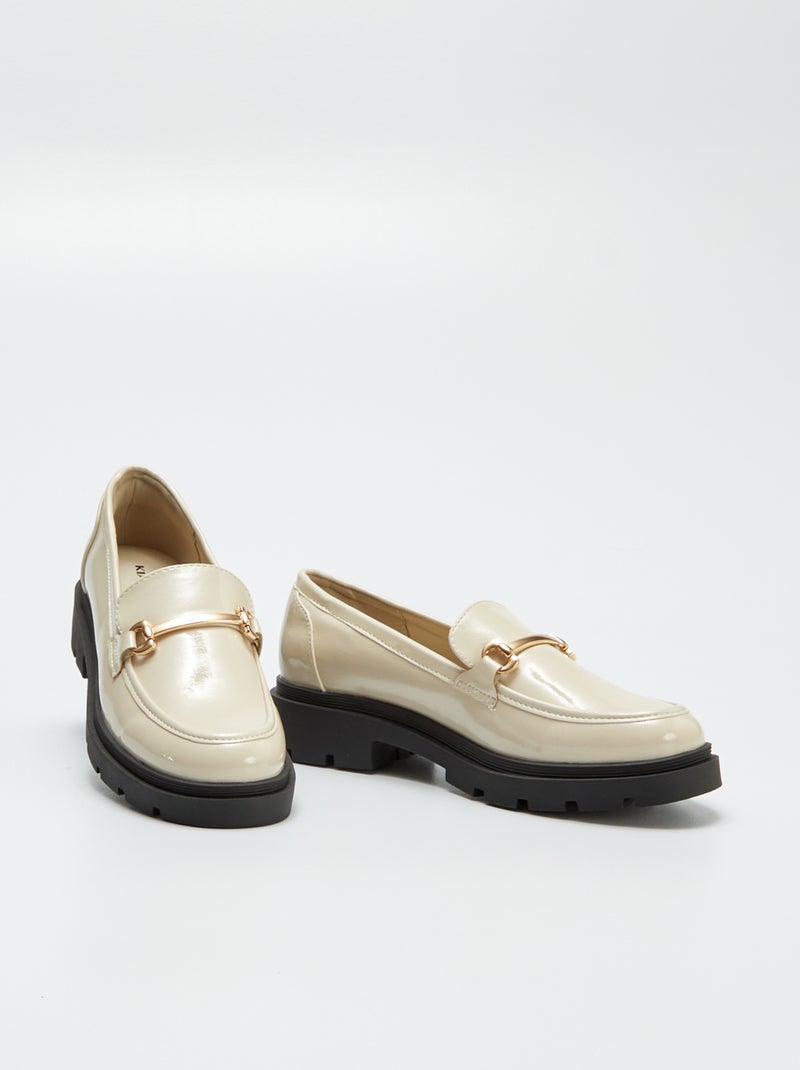 Mocassins en simili avec plateforme Beige - Kiabi