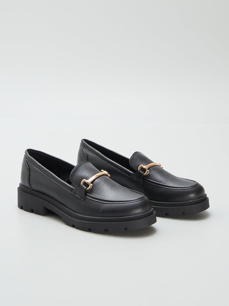 Mocassins en simili avec plateforme noir - Kiabi