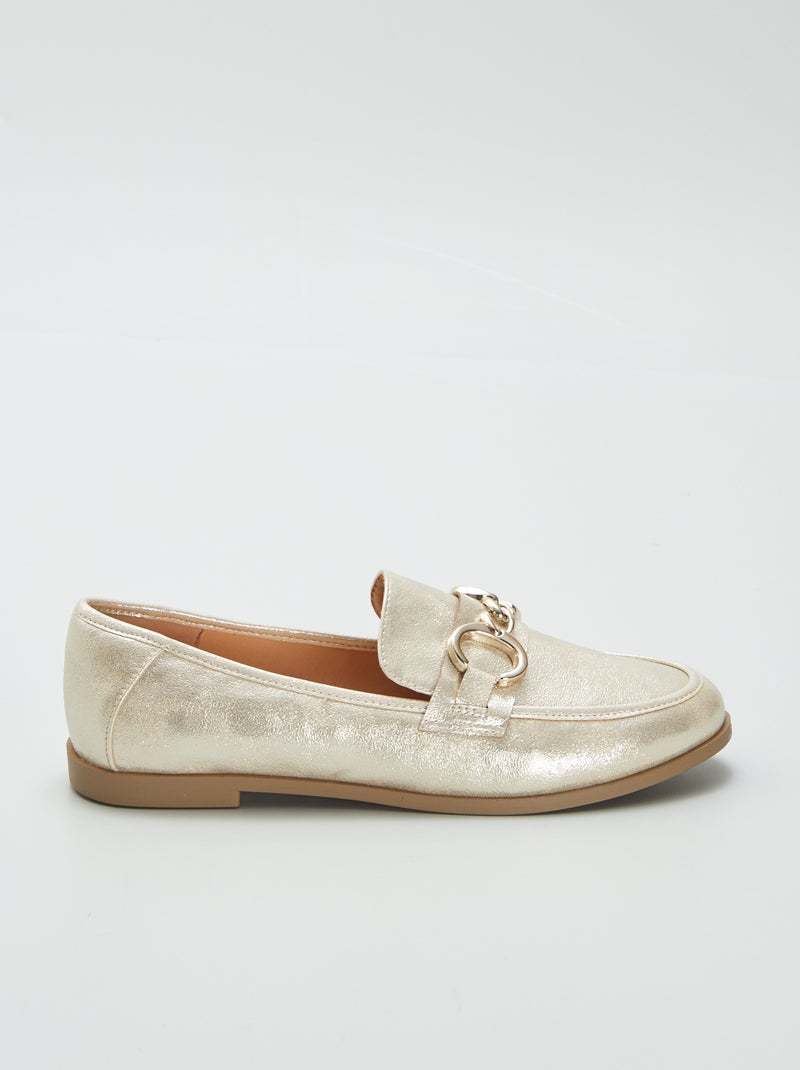 Mocassins en simili Doré - Kiabi