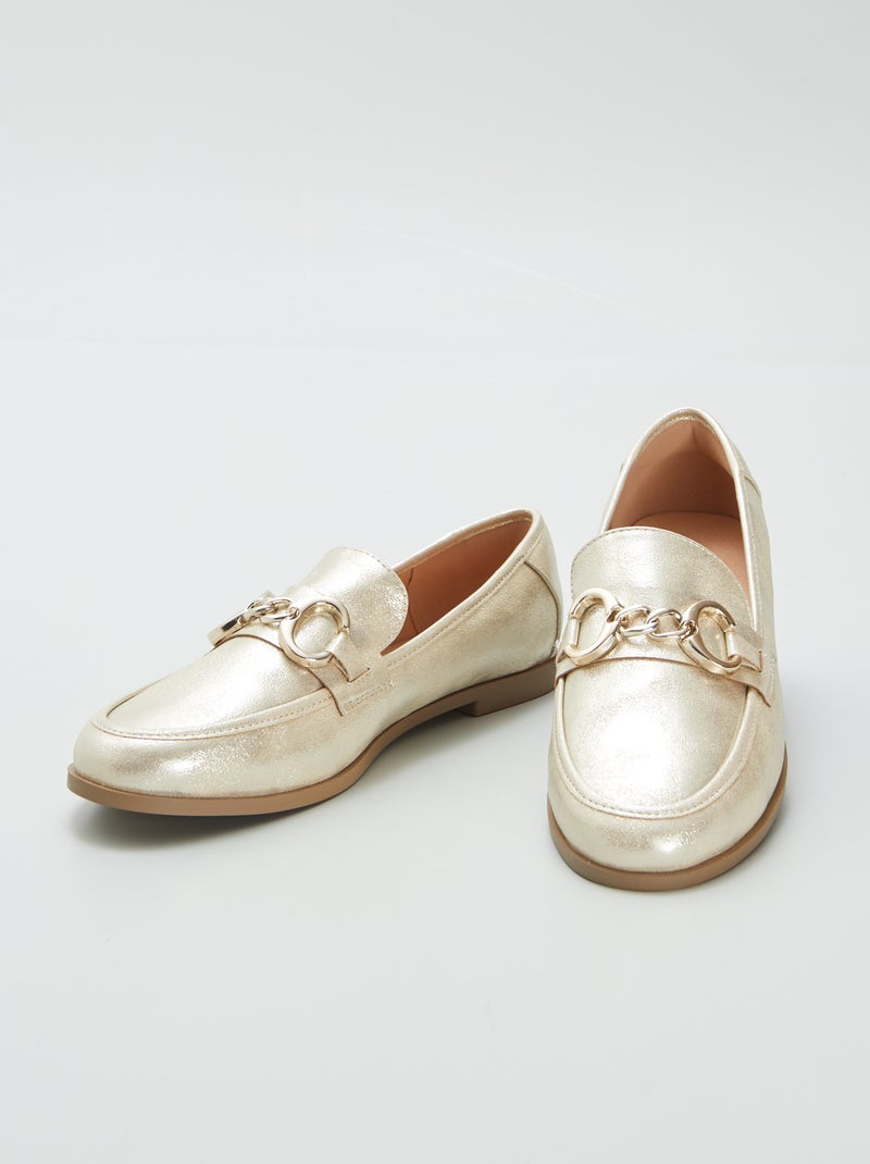 Mocassins en simili Doré - Kiabi
