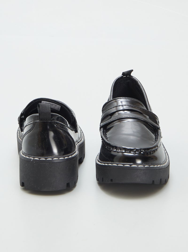Mocassins en simili vernis Noir - Kiabi