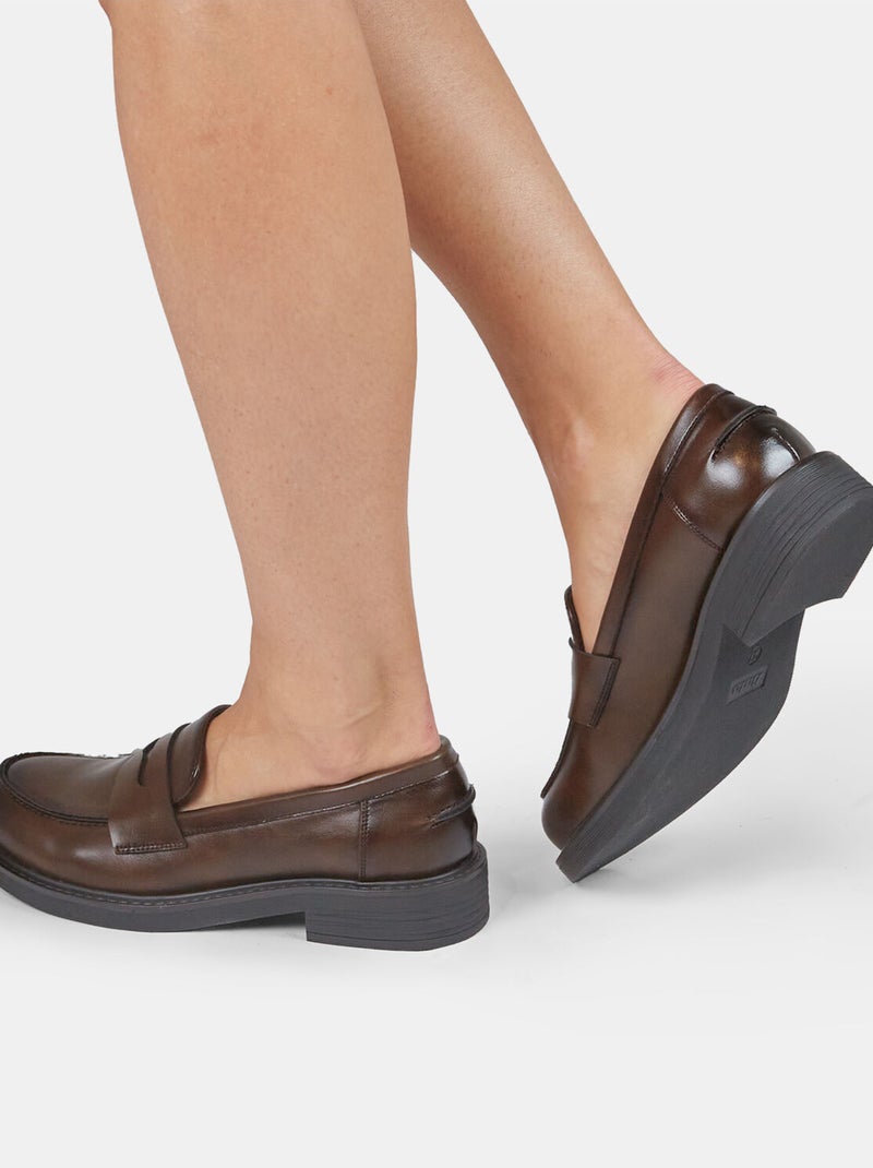 Mocassins en similicuir BATA Marron - Kiabi