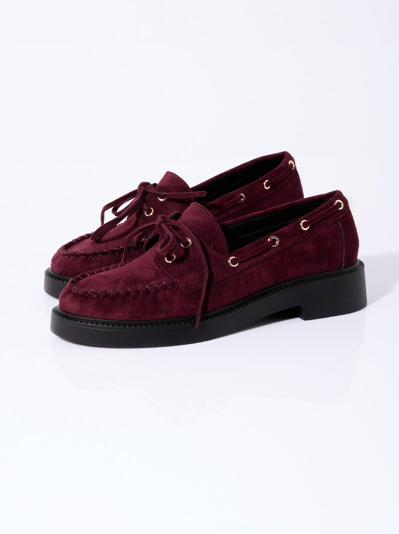 Mocassins en suédine avec oeillets métal - afibel Bordeaux - Kiabi