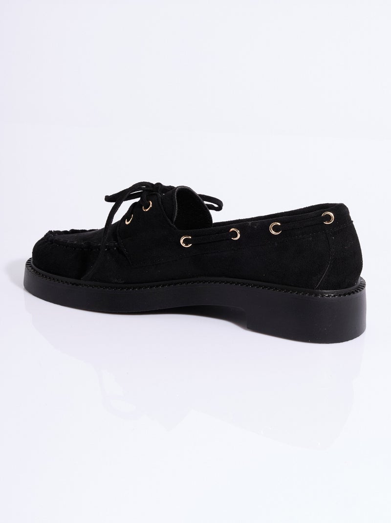 Mocassins en suédine avec oeillets métal - AFIBEL Noir - Kiabi
