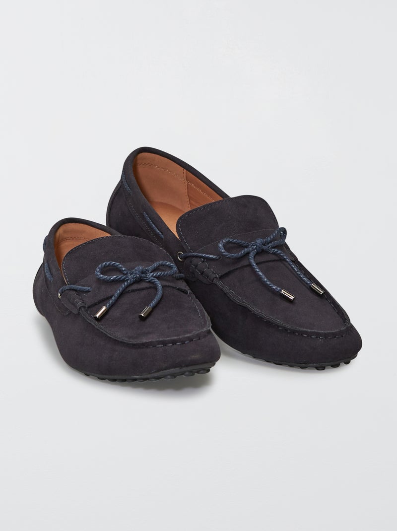 Mocassins en suédine bleu foncé - Kiabi