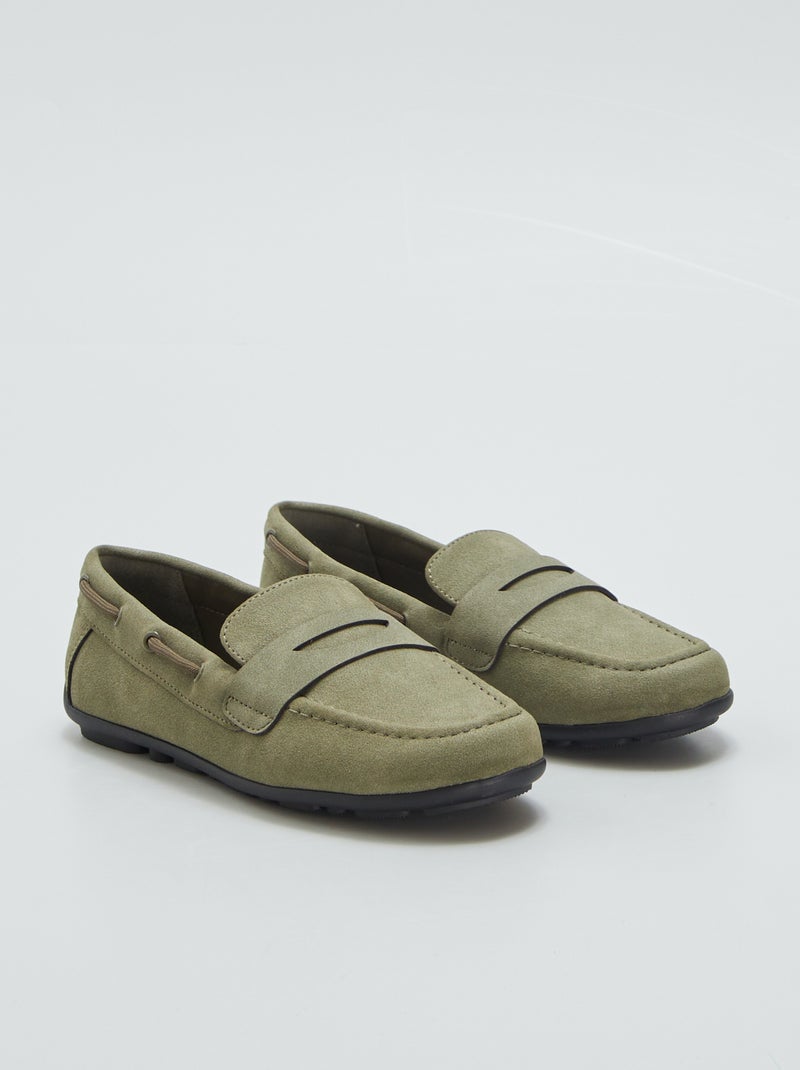 Mocassins en suédine Kaki - Kiabi