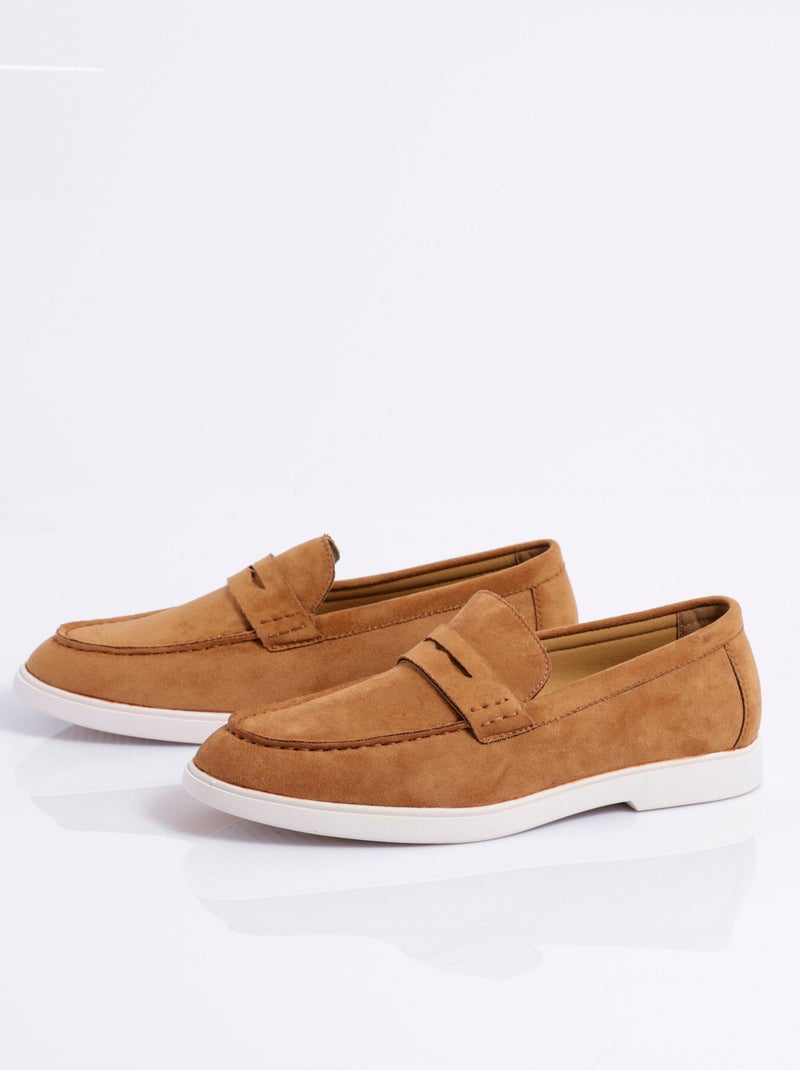 Mocassins en suédine, semelle contrastée - AFIBEL Camel - Kiabi