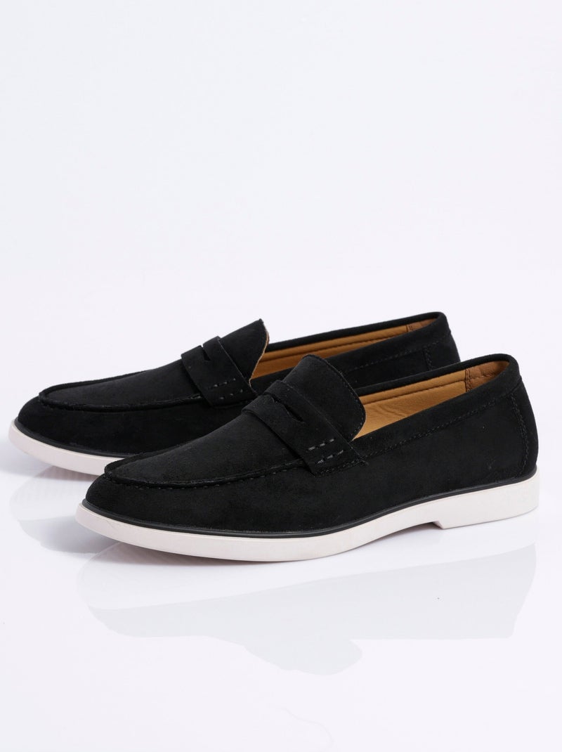 Mocassins en suédine, semelle contrastée - AFIBEL Noir - Kiabi