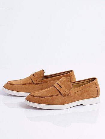 Mocassins en suédine, semelle contrastée