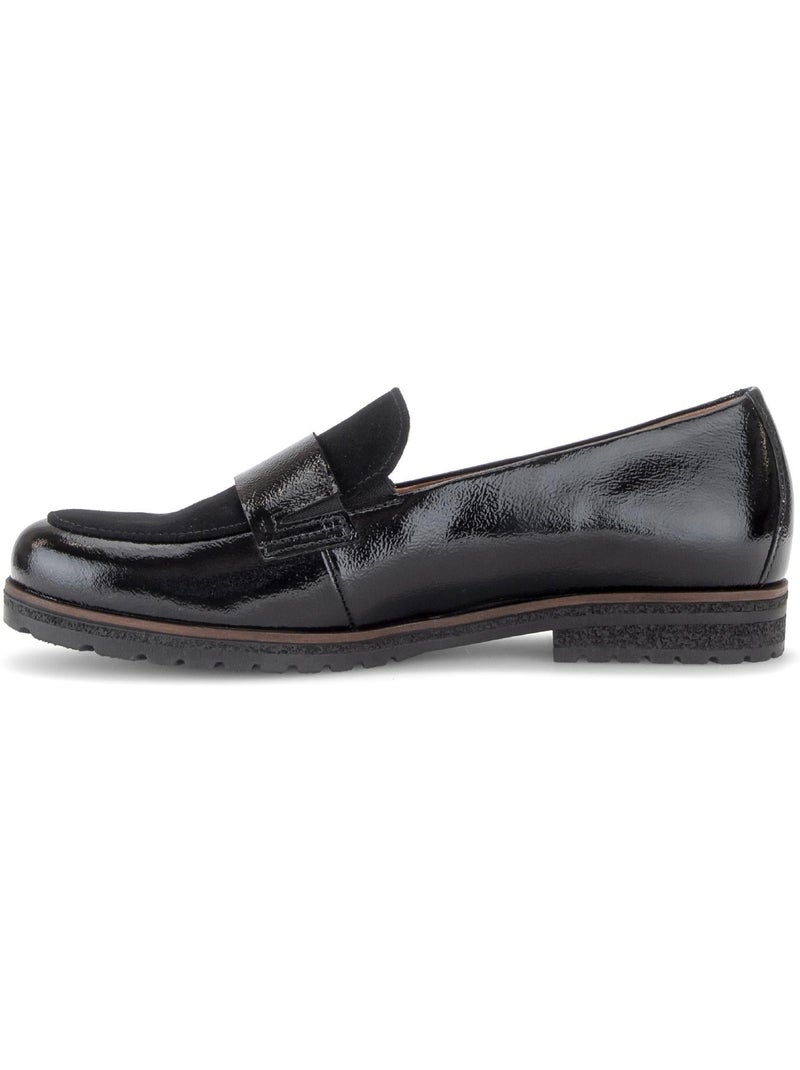 Mocassins  en vernis et daim Noir Noir - Kiabi
