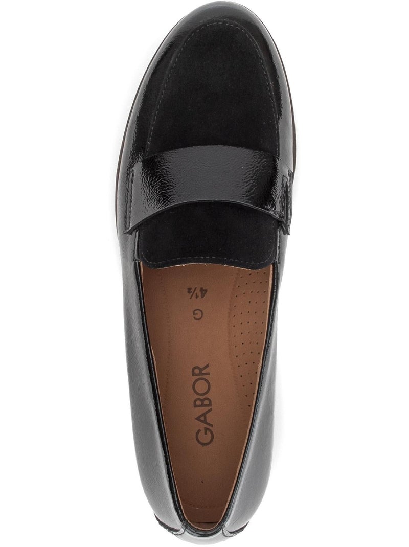 Mocassins  en vernis et daim Noir Noir - Kiabi