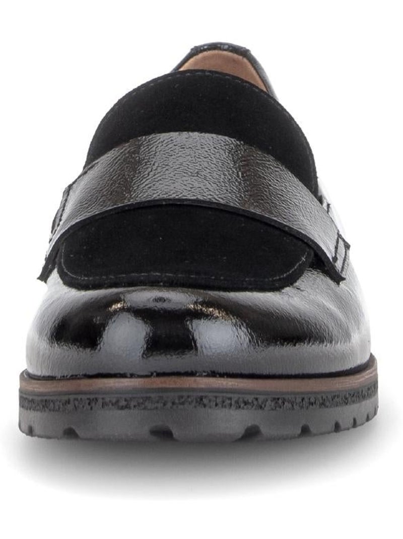 Mocassins  en vernis et daim Noir Noir - Kiabi