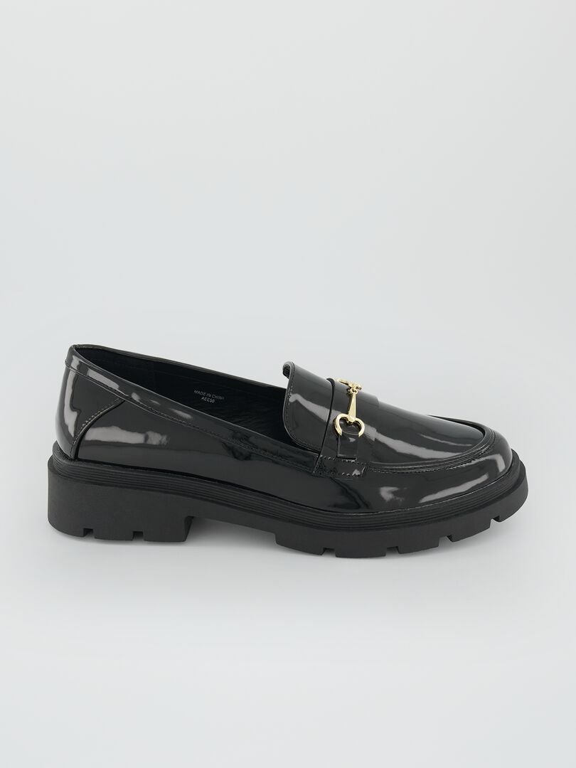 Mocassins en vernis noir - Kiabi