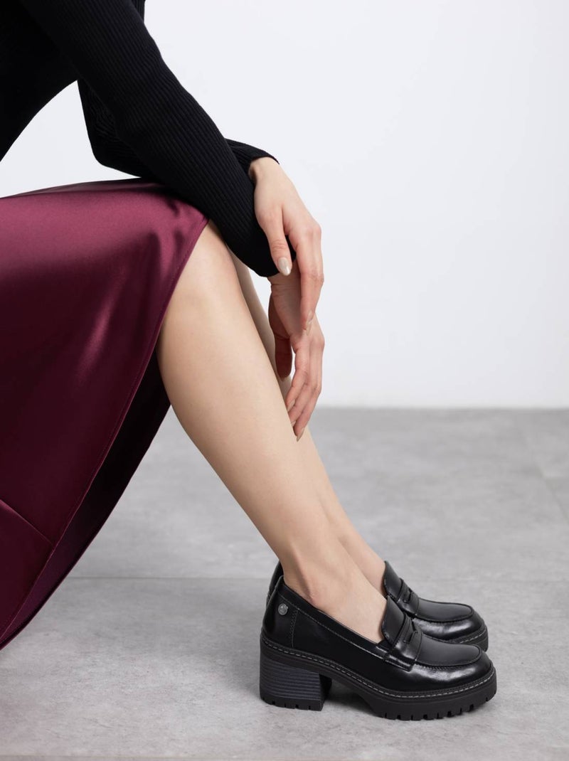 Mocassins femme à plateforme et talon Noir - Kiabi
