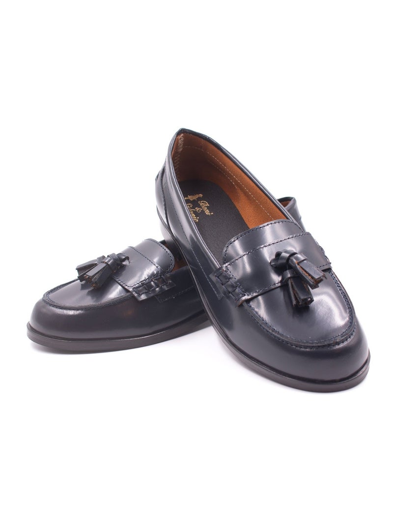 Mocassins Fille à Pompoms - Boni Clarence Bleu marine - Kiabi