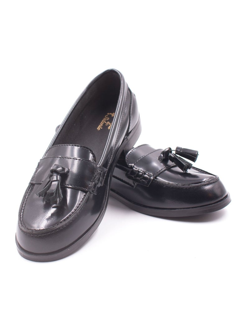 Mocassins Fille à Pompoms - Boni Clarence Noir - Kiabi