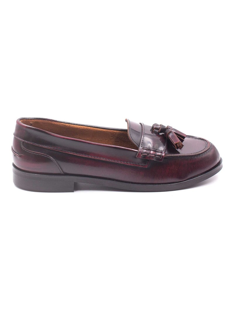 Mocassins Fille à Pompoms - Boni Clarence Rouge bordeaux - Kiabi