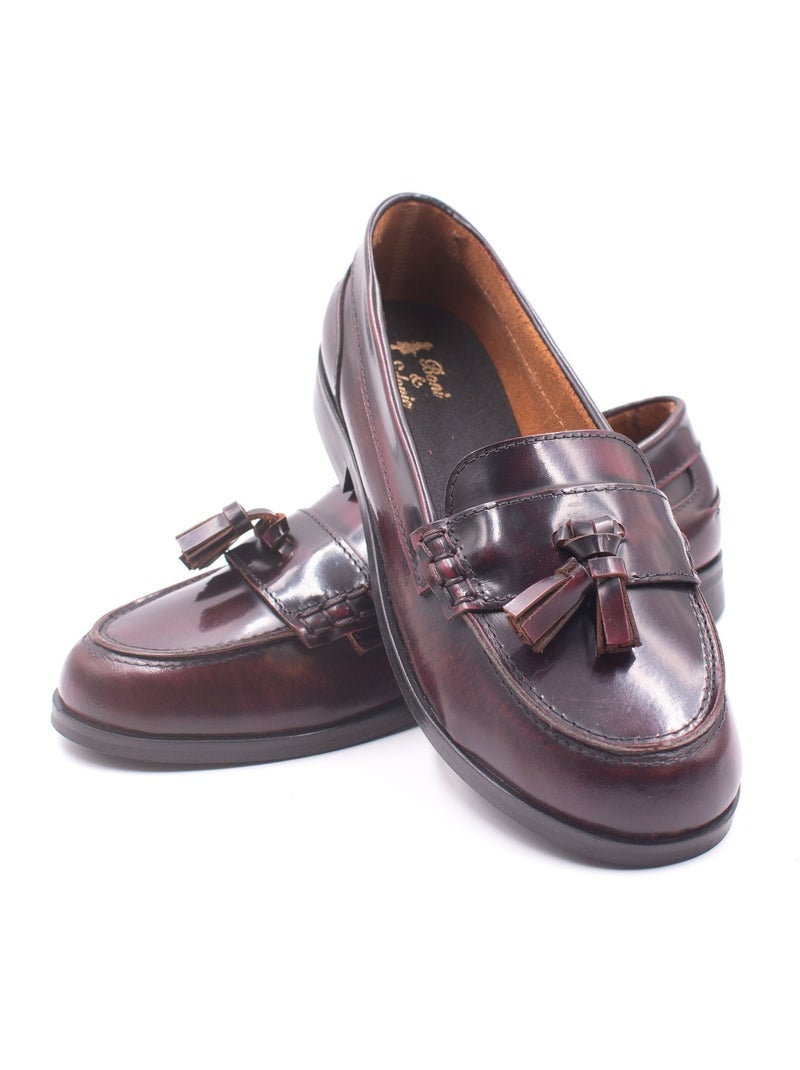 Mocassins Fille à Pompoms - Boni Clarence Rouge bordeaux - Kiabi