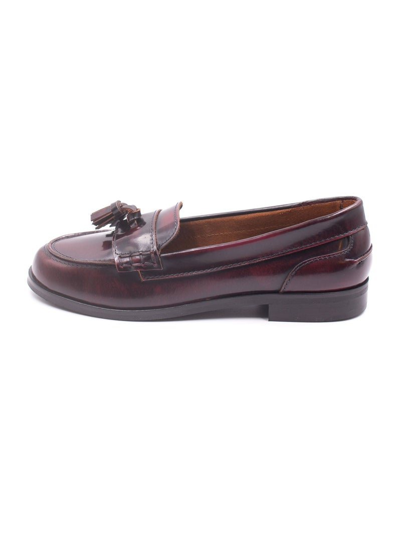 Mocassins Fille à Pompoms - Boni Clarence Rouge bordeaux - Kiabi