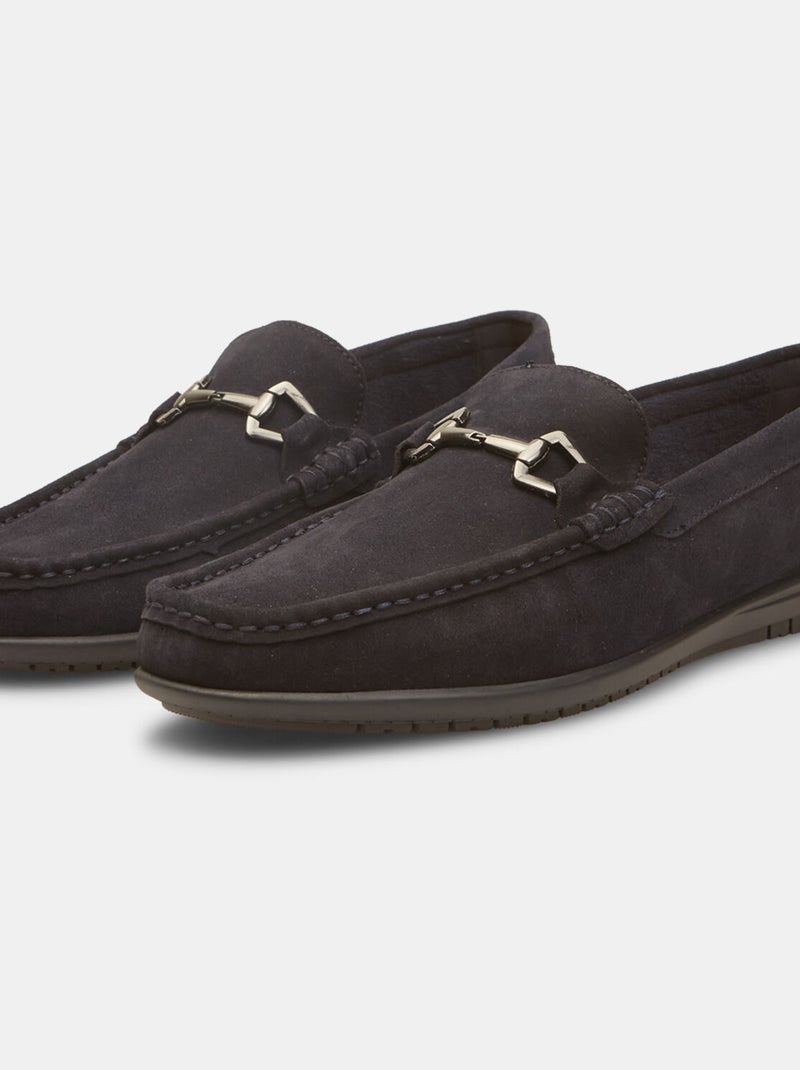 Mocassins Flexible en cuir velours avec barrette BATA Bleu - Kiabi