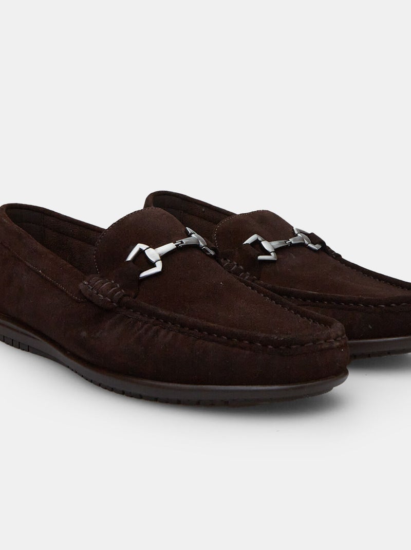 Mocassins Flexible en cuir velours avec barrette BATA Marron - Kiabi