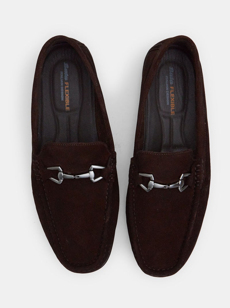 Mocassins Flexible en cuir velours avec barrette BATA Marron - Kiabi
