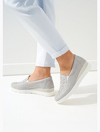 Mocassins grande largeur cuir brillant