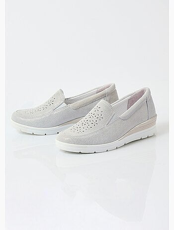 Mocassins grande largeur cuir brillant