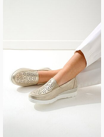 Mocassins grande largeur cuir brillant
