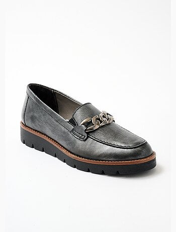 Mocassins grande largeur cuir chaîne à maillons - afibel