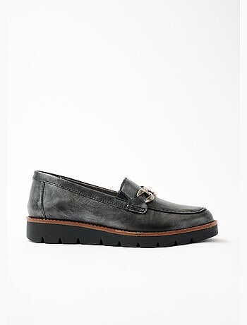 Mocassins grande largeur cuir chaîne à maillons - afibel
