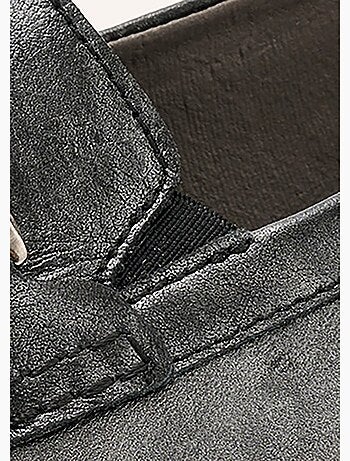Mocassins grande largeur cuir chaîne à maillons - afibel