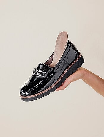 Mocassins grande largeur cuir chaîne à maillons - afibel